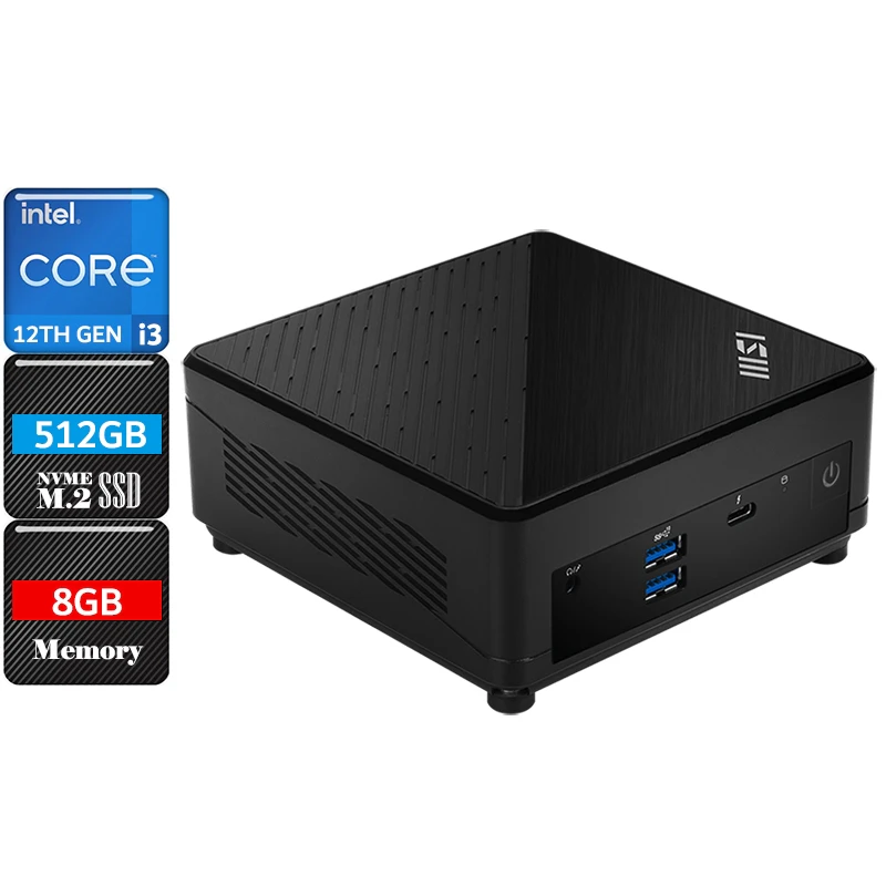 MSI Cubi-5-12M-202BAU-A2N Cubi 5 12M Mini PC, i3-1215U, 8GB RAM, 512GB NVMe SSD, Iris Xe Graphics