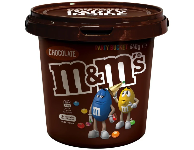 M&Ms Milk Chocolate Flavour Chocolate Buttons Candy Party Bucket Tub 640g