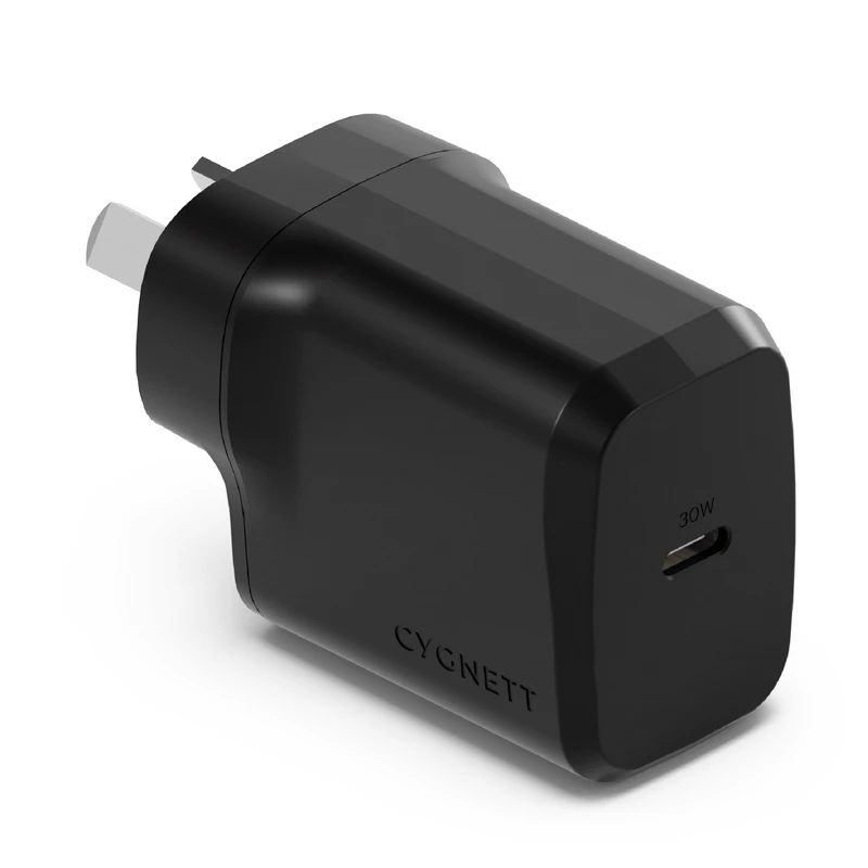 Cygnett CY4737PDWCH PowerPlus 30W USB-C PD GaN Fast Wall Charger, Palm-Size, Portable