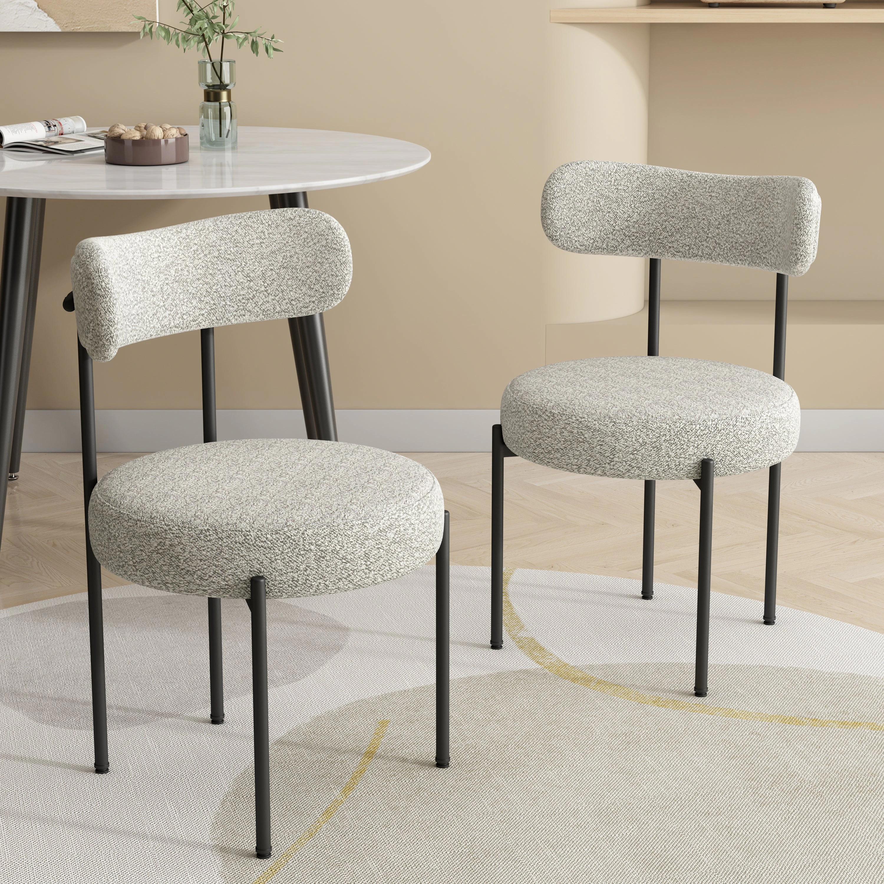 Dreamo Set of 2 Dining Chair Boucle Mixed Cream