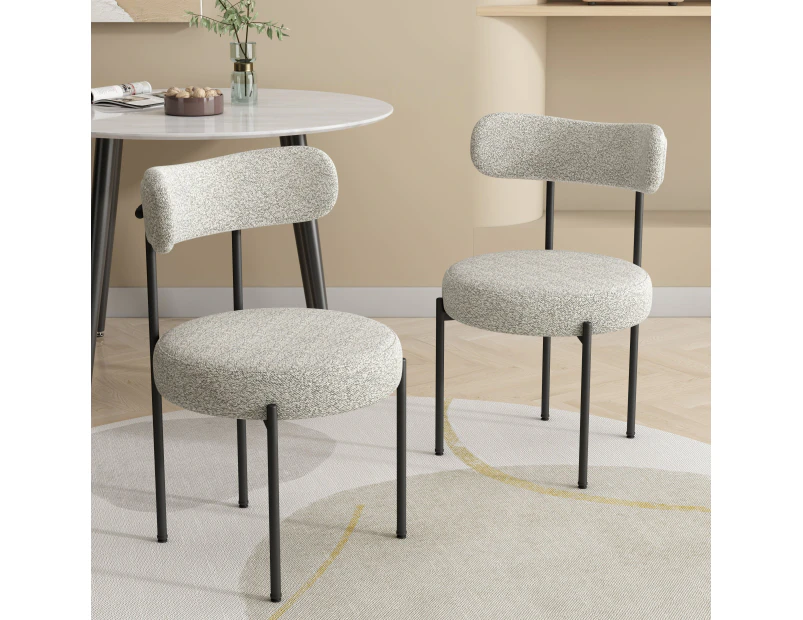 Dreamo Set of 2 Dining Chair Boucle White Quartz