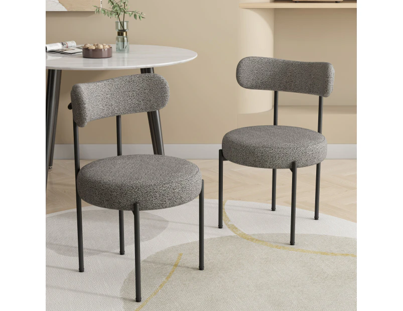 Dreamo Set of 2 Dining Chair Boucle Mixed Grey