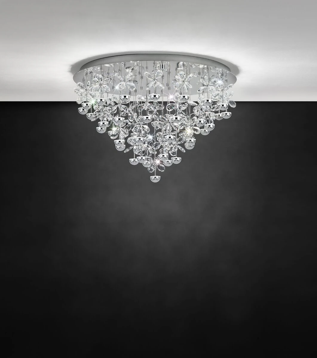 PIANOPOLI Dimmable 43X1.8W LED Chrome and Crystal Ceiling Light