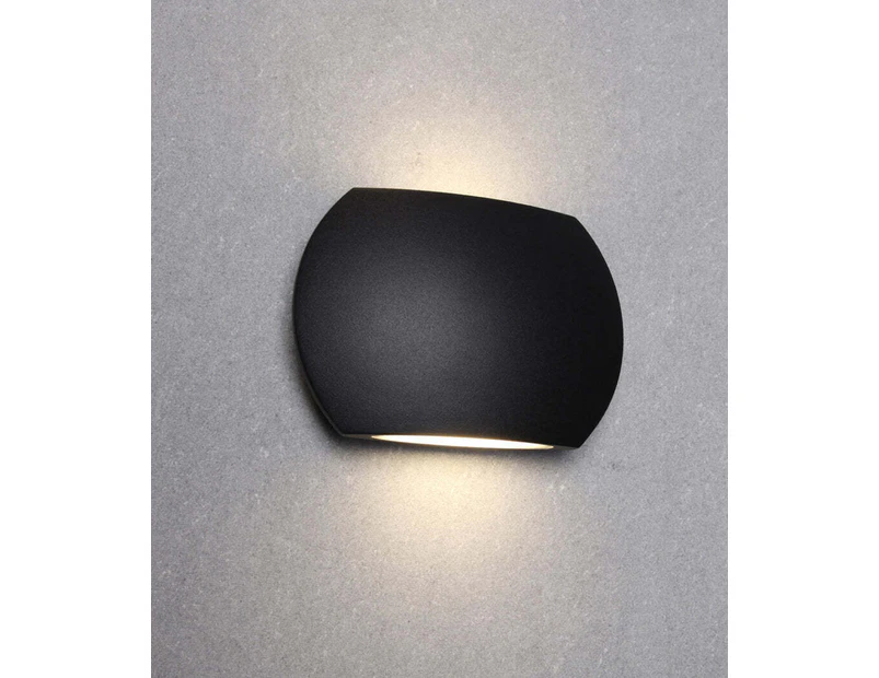 REMO: Surface Mounted LED Exterior Curved Up/Down Wall Lights IP54 Black