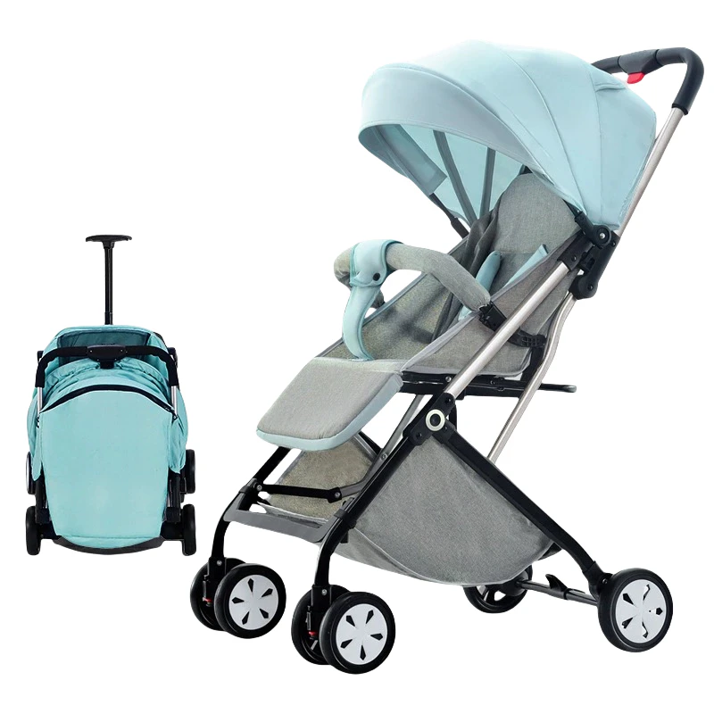 Light Blue Lightweight Compact Baby Stroller Pram Easy Fold Travel Easy Carry