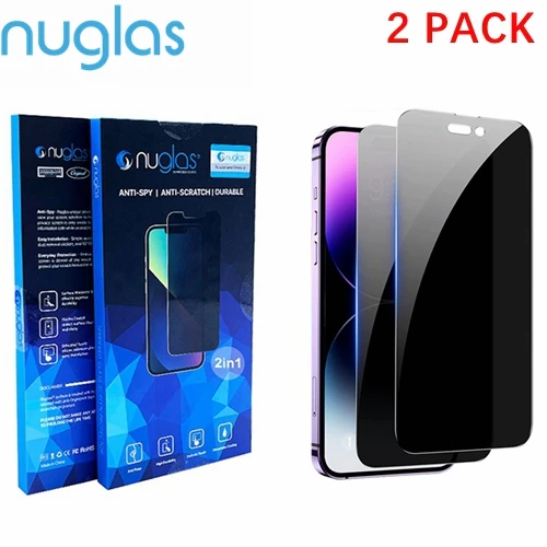 Nuglas 2x Screen Protector 2.5D Privacy Anti-Spy Glass For iPhone 14 Pro Max