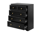 Oikiture 5 Chest of Drawers Tallboy Dresser Table Storage Cabinet Black