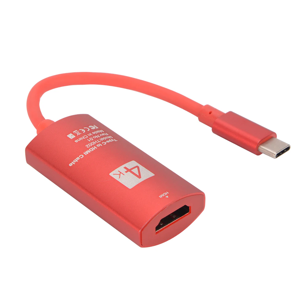 USB-C Thunderbolt3 Male to HDMI Female Adapter Cable 4K*2K @ 30Hz Ultra HD For Macbook Air Pro Air Laptop Notebook - Red