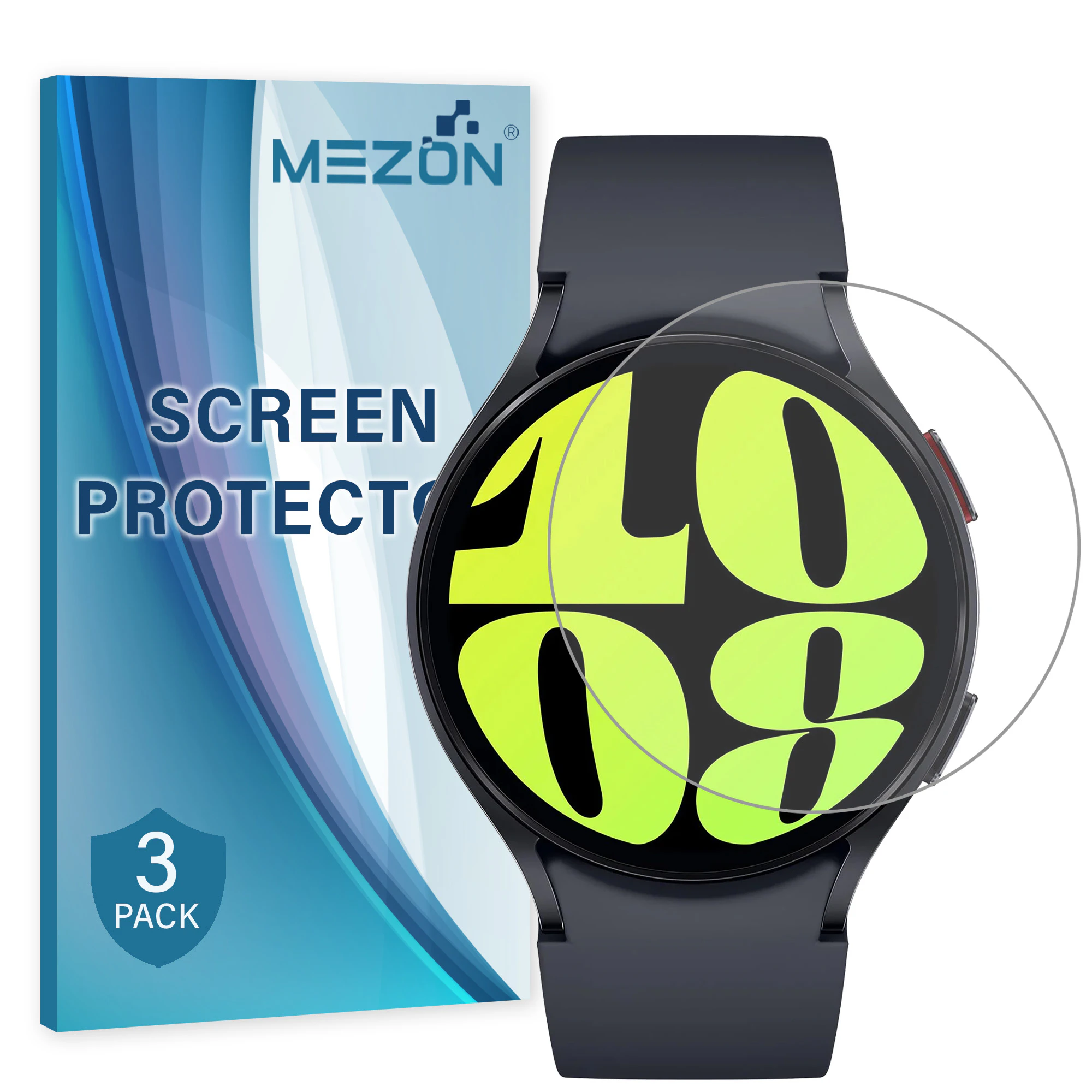 [3 Pack] MEZON Samsung Galaxy Watch6 (44 mm) Ultra Clear TPU Film Screen Protectors – High Protection, Shock Absorption (Watch 6 44mm, Clear)