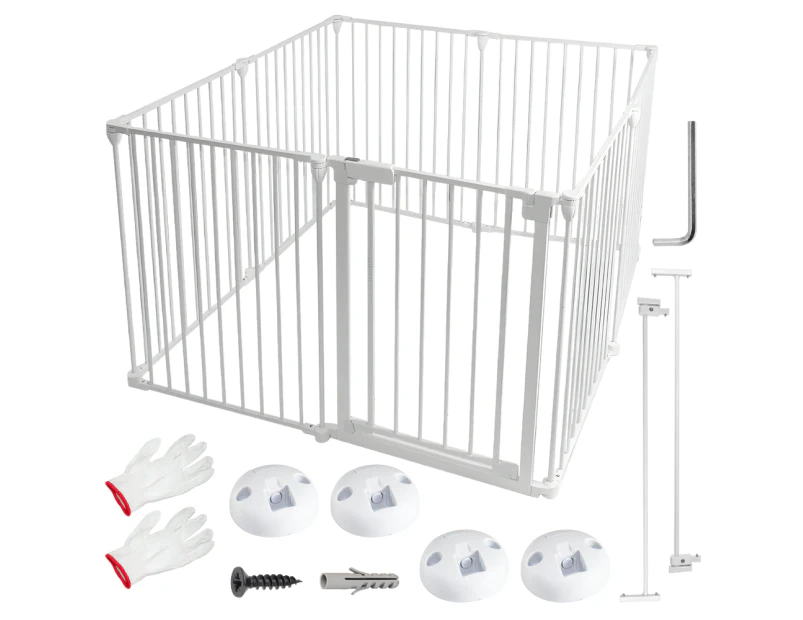 Foldable Pet Dog Safety Gate Fence Universal Folding Enclosure Playpen Play Pen 8pcs Panel 74cm Tall for Puppy Cat Rabbit Pet Indoor Outdoor