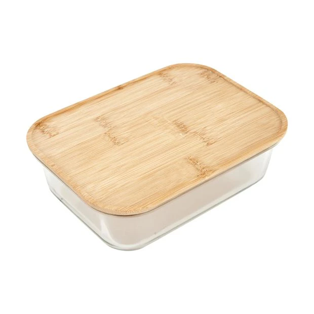 Glass Container with Bamboo Lid, 850ml - Anko