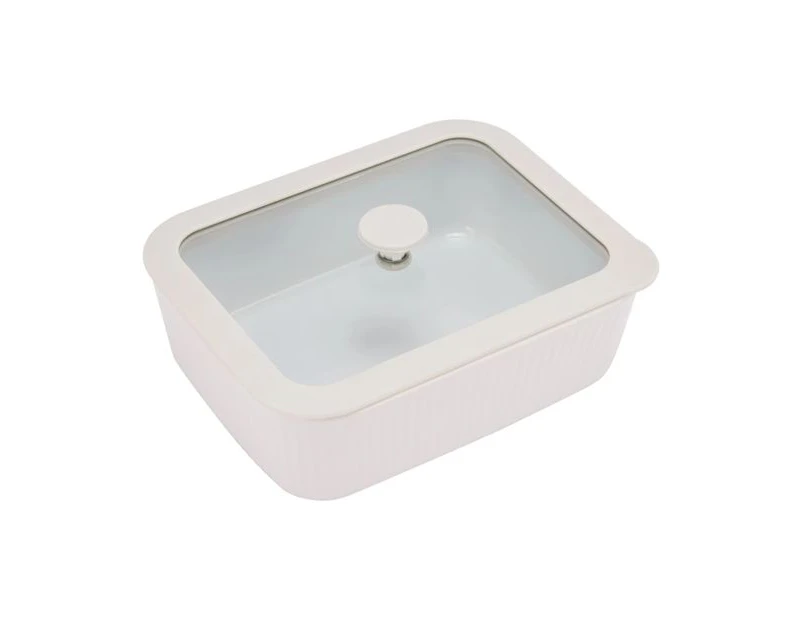 Porcelain Container with Glass Lid, 1.1L  - Anko