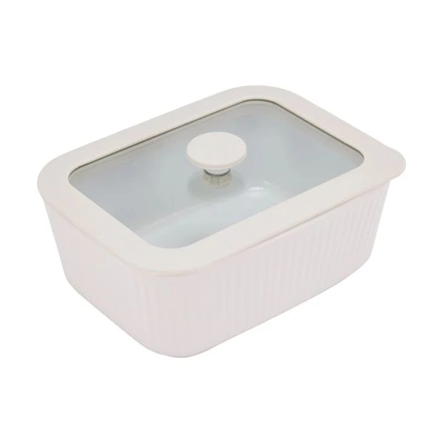 Porcelain Container with Glass Lid, 700ml  - Anko