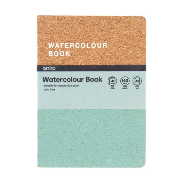 A5 Watercolour Book, Aqua - Anko