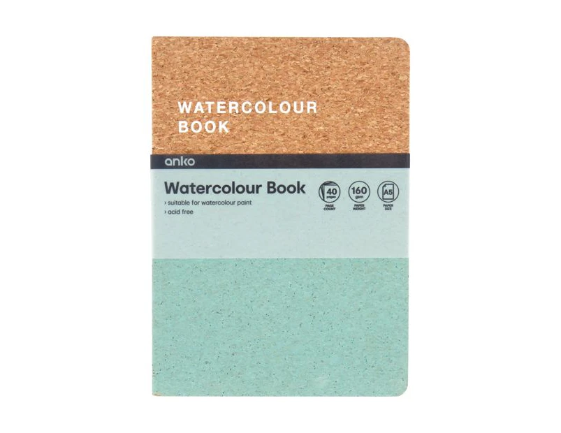 A5 Watercolour Book, Aqua - Anko