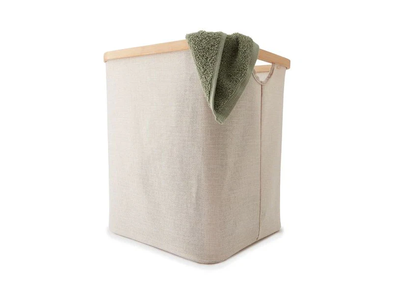 Linen Look Laundry Hamper with Bamboo Frame - Anko