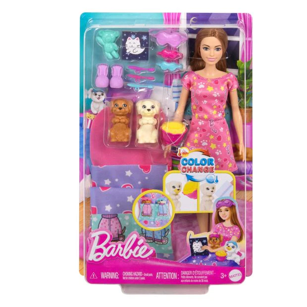 Barbie Doll & Puppy Slumber Party Playset