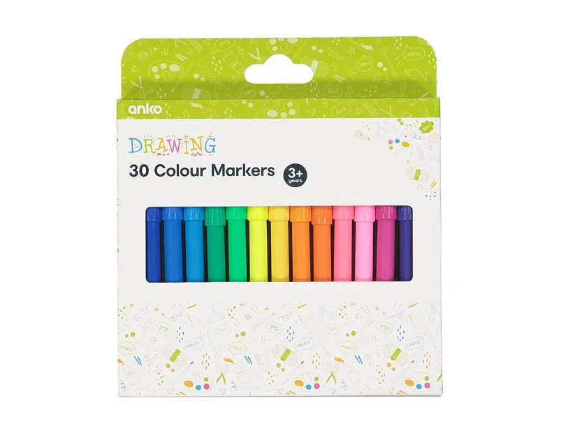 Colour Markers, 30 Pack - Anko