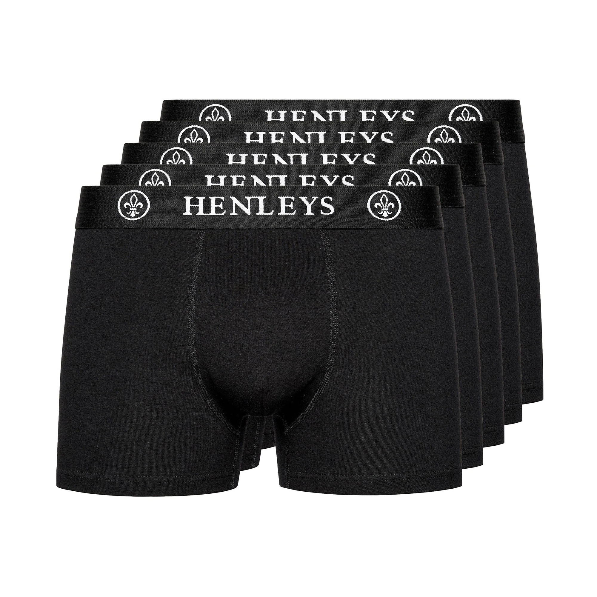 Henleys Mens McBlacken Boxer Shorts (Pack of 5) (Black) - BG1335