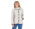 NONI B - Womens Coat -  Long Sleeve Contrast Trim Quilted Coat