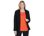 NONI B - Womens Jacket -  Long Sleeve Suedette Lace Trim Jacket