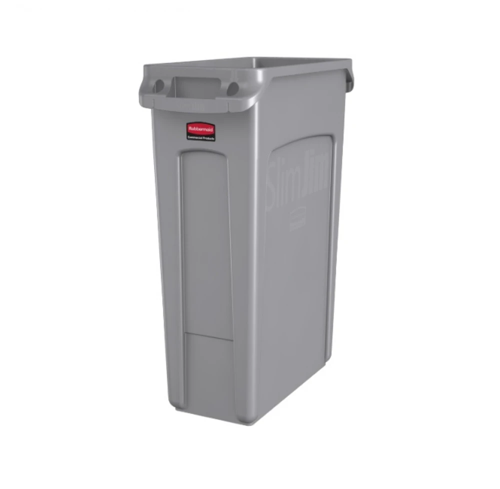 Rubbermaid Slim Jim 3540 Waste Container 87L With Venting Channels - Grey 559Mm L X 279Mm W X 762Mm H