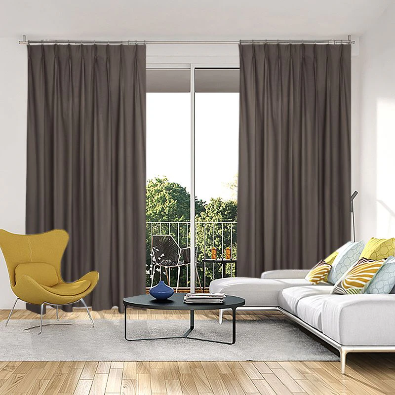 Oregon Total Blockout Thermal Insulated Pleated Curtains Pair 213cm/221cm/250cm Drop Raisin