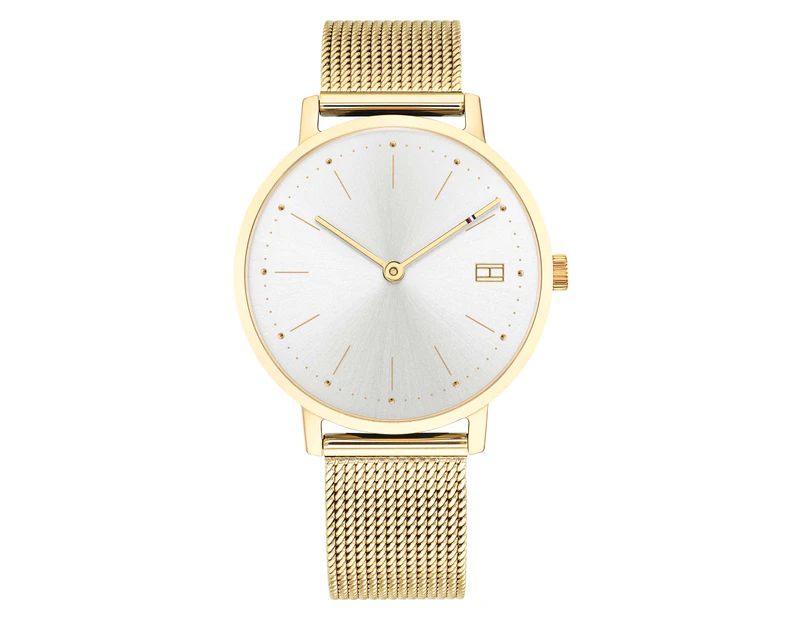 Tommy Hilfiger Gold Steel Mesh White Dial Women's Watch - 1781927