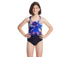 Speedo Girls' Powerstrike One Piece Swimsuit - Black/Blue