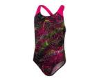 Speedo Youth Girls' Allover Splashback One Piece Swimsuit - Black/Pink/Lime