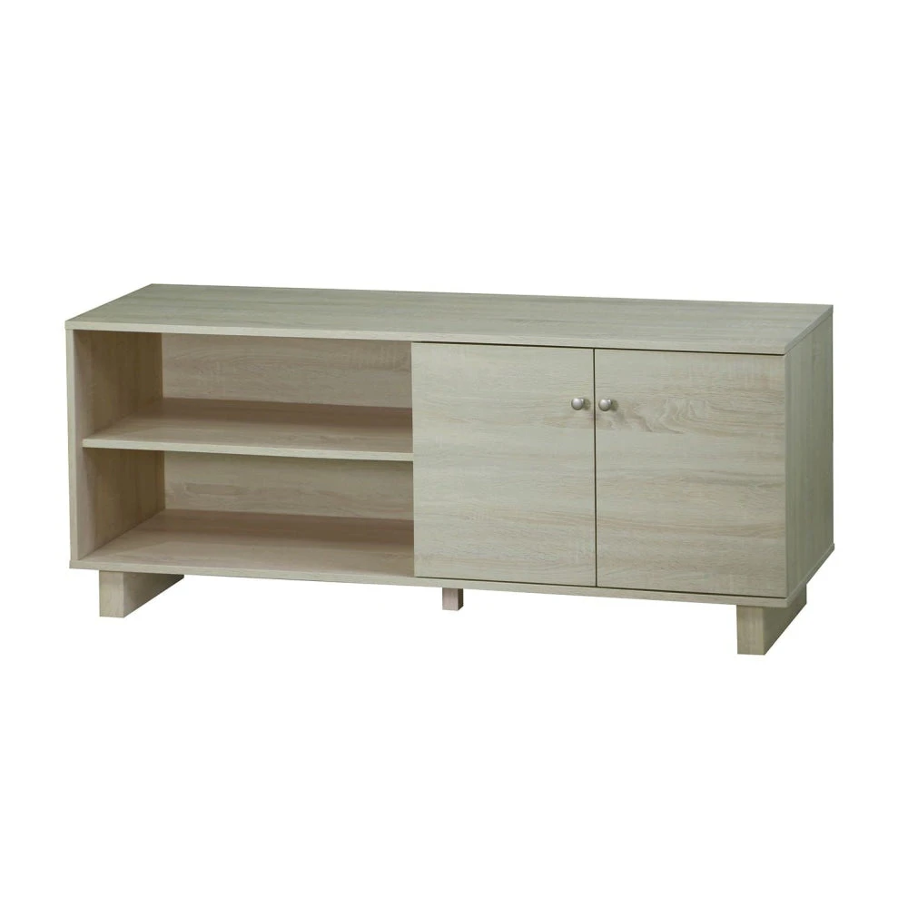 Maestro Furniture Alicia Compact Lowline 2 Doors Entertainment Unit TV Stand - White Oak