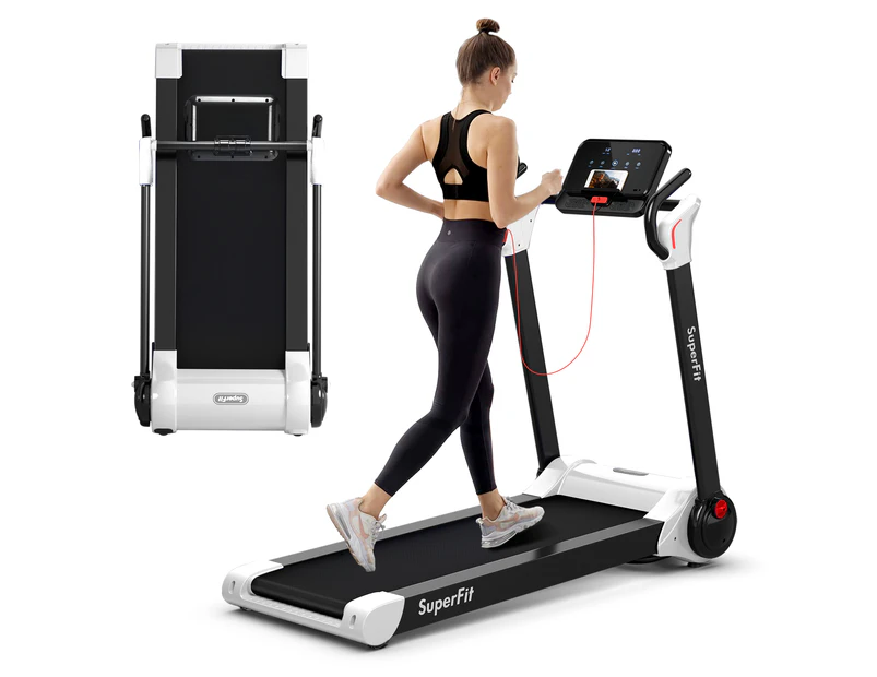 Costway Folding Electric Treadmill 2.25HP Jogging Walking Running Machine Fitness Equipment w/LED Display White