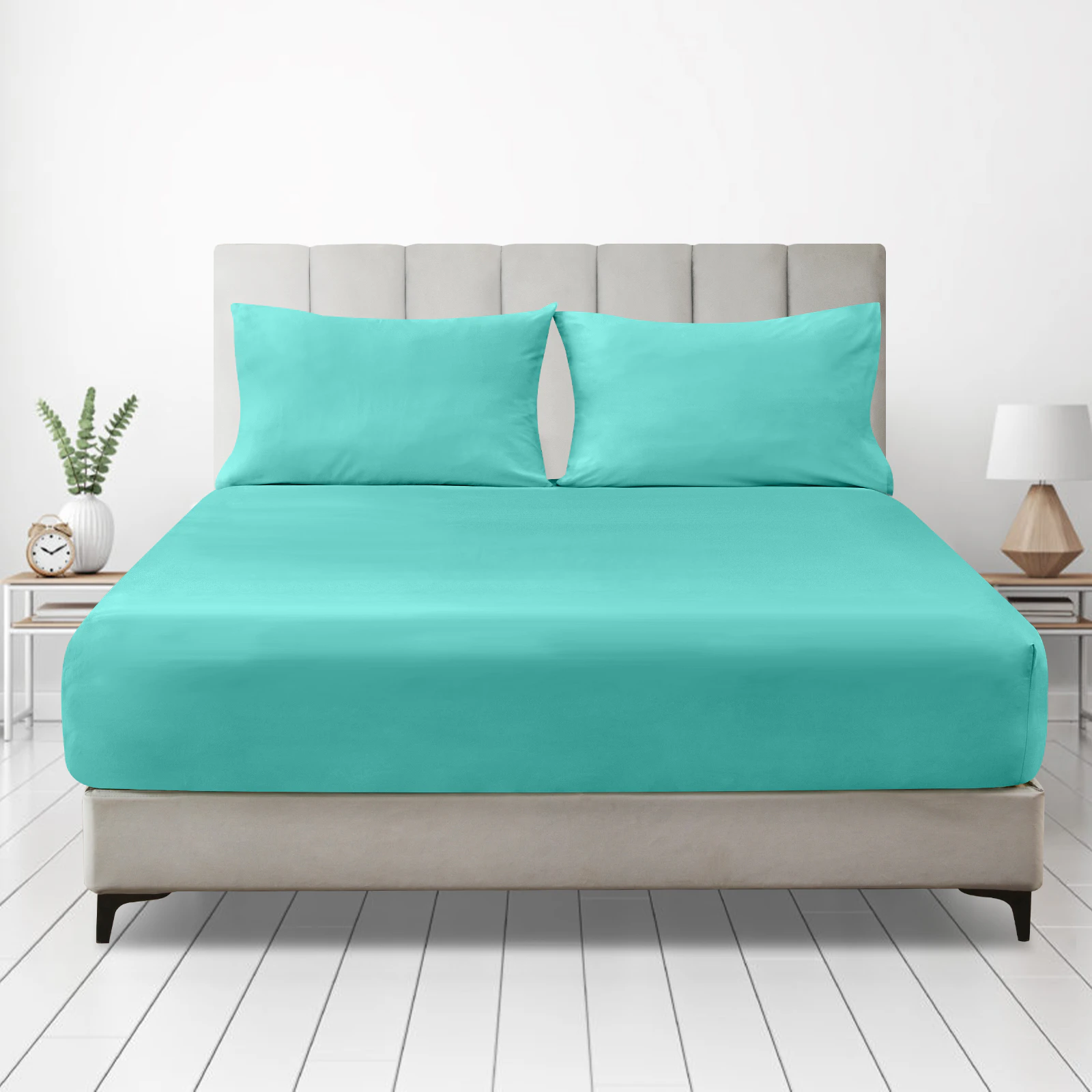 Justlinen 1200TC Soft Microfiber Fiited Sheet Deep Pocket Solid Color 1 Pack - Teal