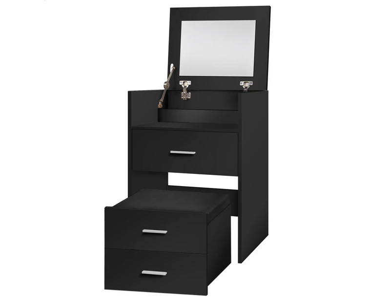 ALFORDSON Dressing Table Stool Set 2-In-1 Mirror Storage Desk - Black