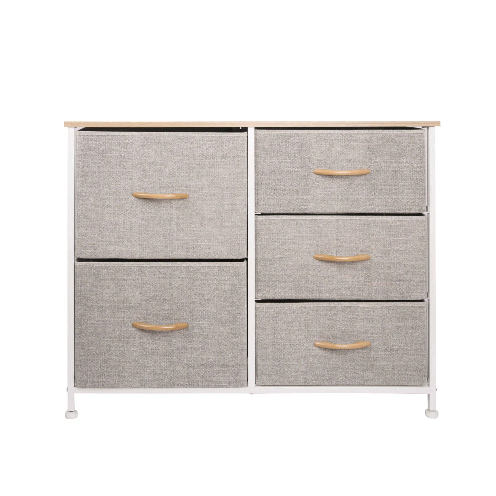 5-Tier Chest Of Drawer Storage Cabinet - Light Grey