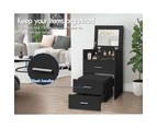 ALFORDSON Dressing Table Stool Set 2-In-1 Mirror Storage Desk - Black