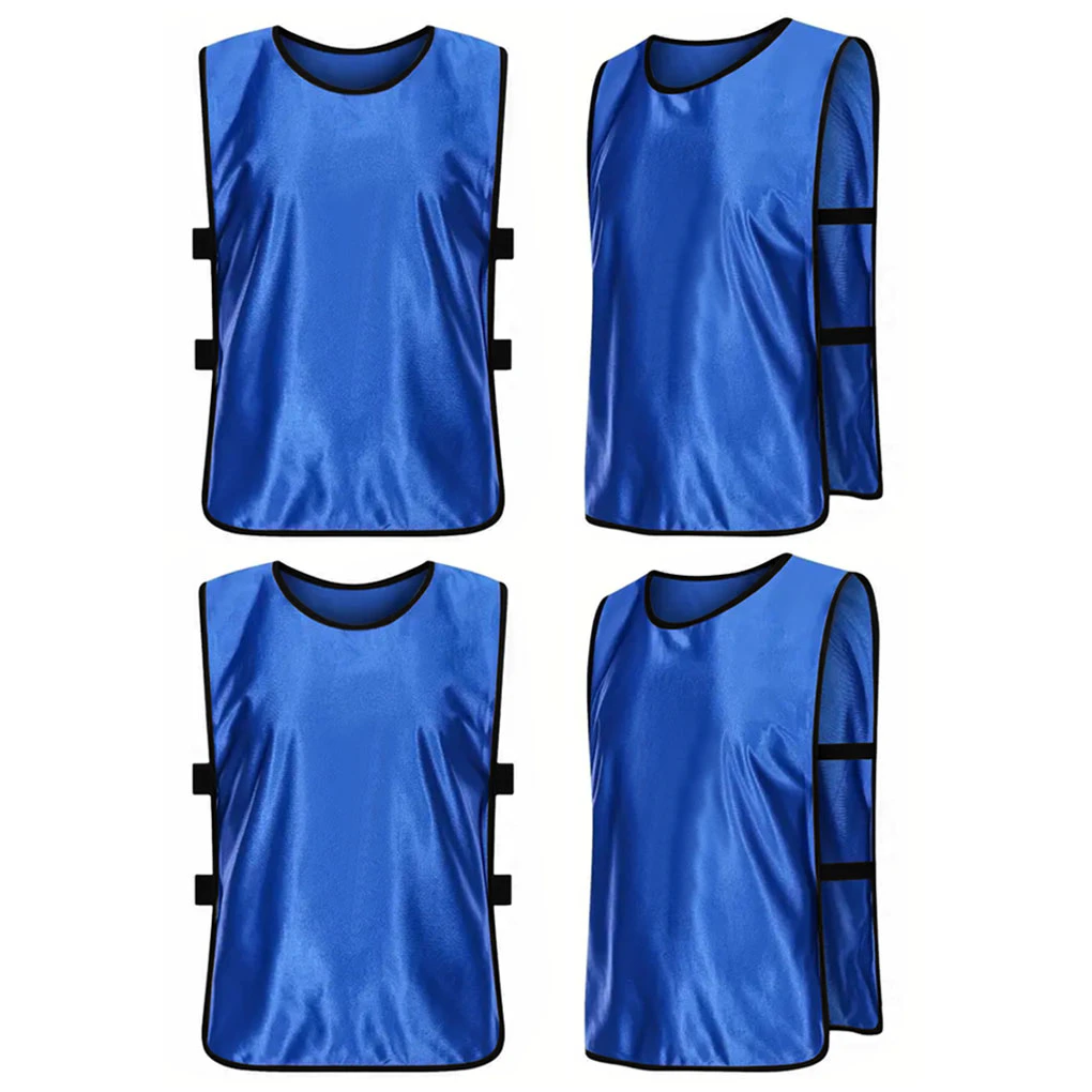 4pcs 4 Sizes Pinnies Scrimmage Vests Soccer Bibs Team Practice Jerseys Training Vest for Kids Youth & Adults Dark Blue