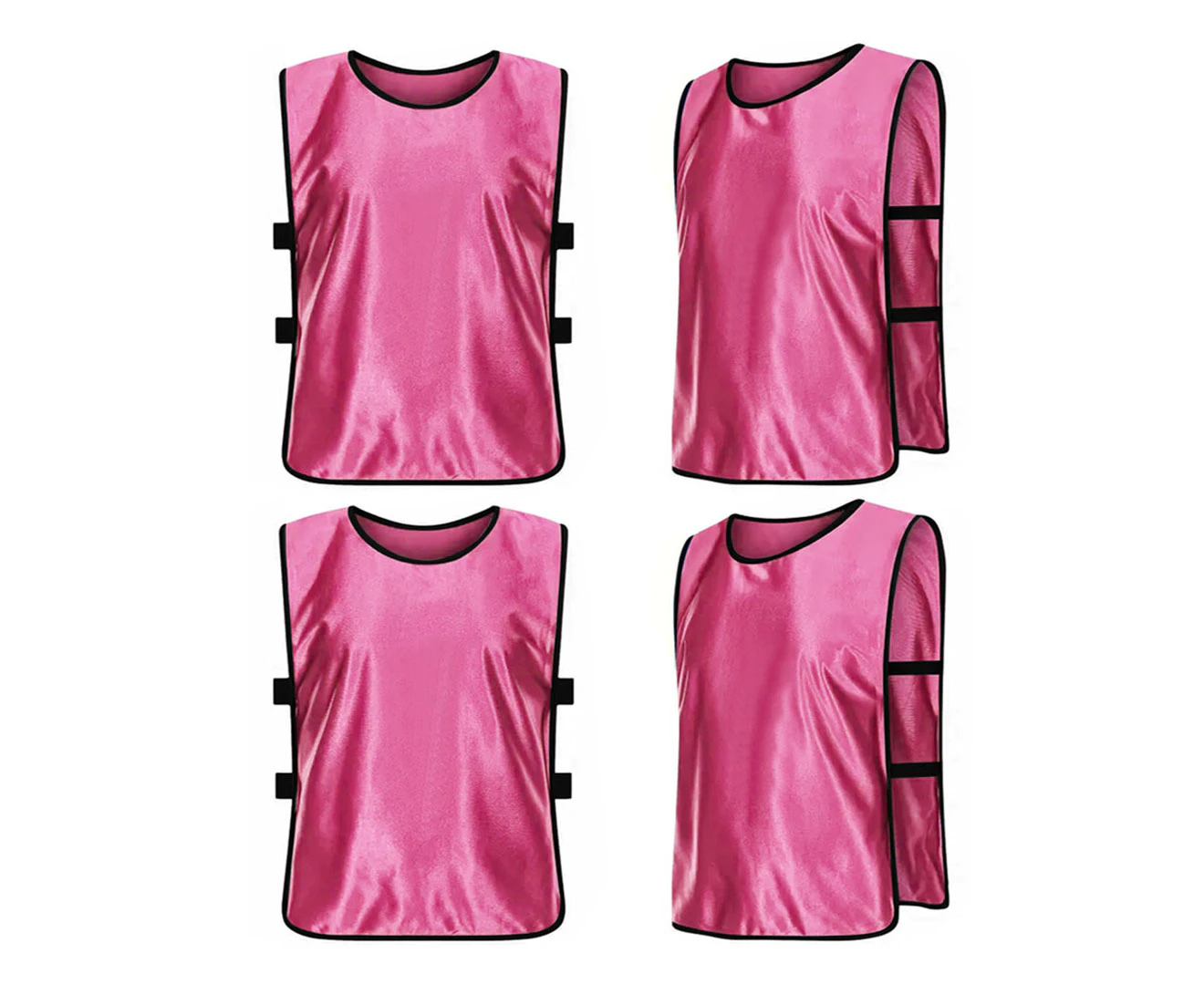 4pcs 4 Sizes Pinnies Scrimmage Vests Soccer Bibs Team Practice Jerseys Training Vest for Kids Youth & Adults Pink