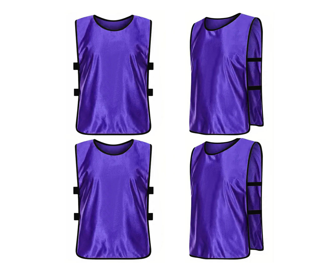 4pcs 4 Sizes Pinnies Scrimmage Vests Soccer Bibs Team Practice Jerseys Training Vest for Kids Youth & Adults Purple