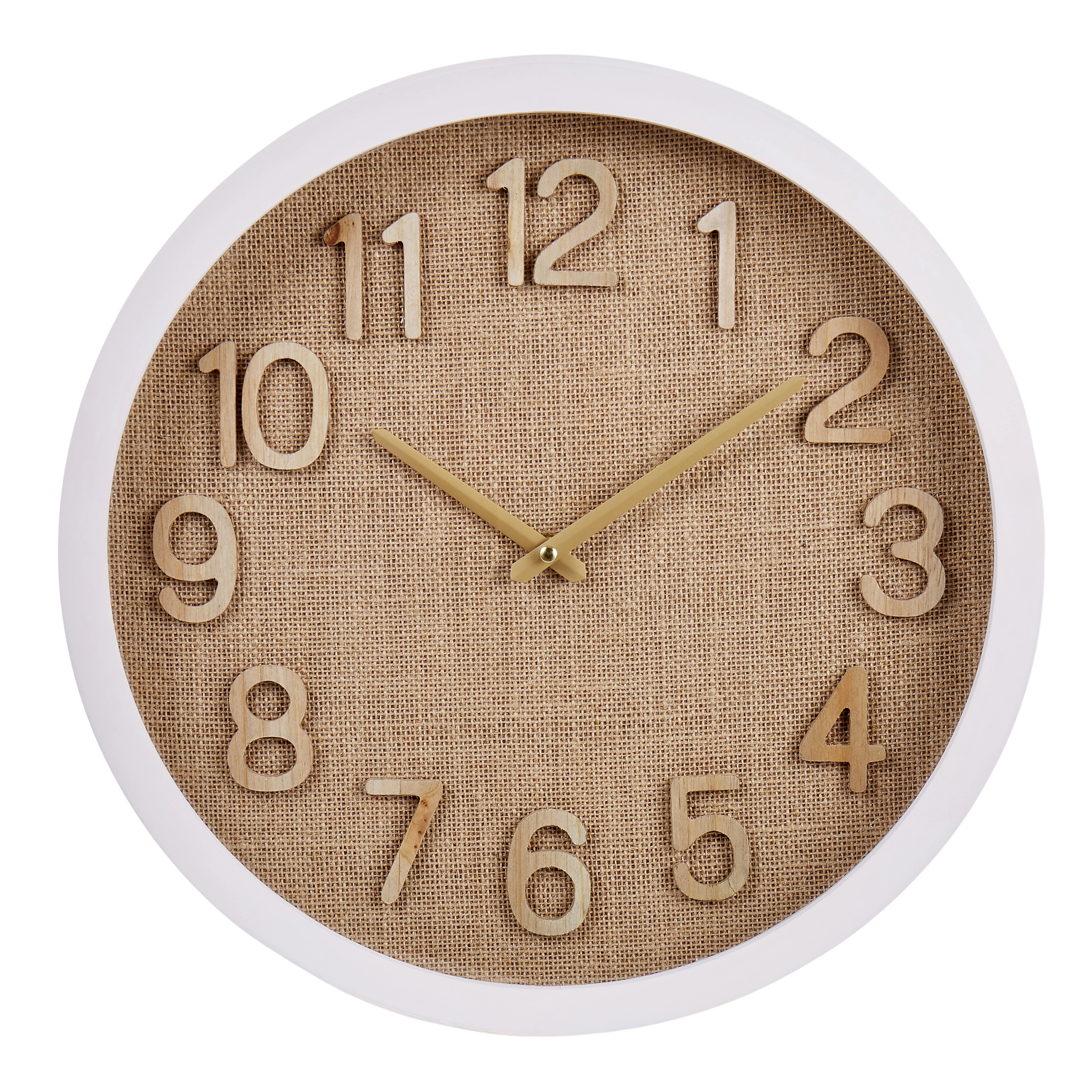 Amalfi Cunene Wall Clock Woven Black Linen Dial Wooden Number Quartz Clock Brown