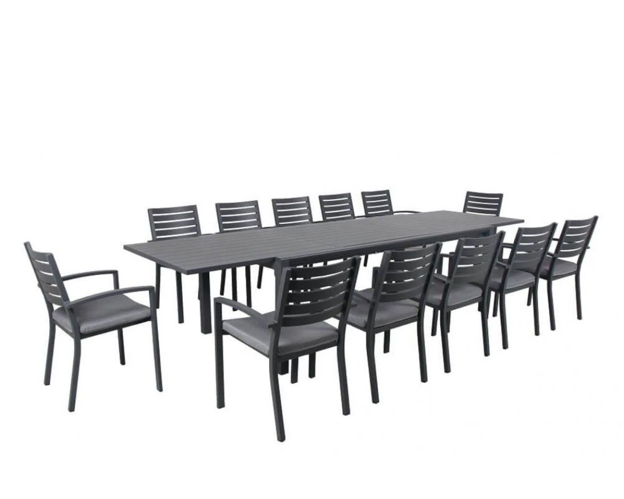 Boston-Jette 13 Piece Slatted Dining (Gunmetal Grey) Dining Setting