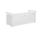 HORTIKRAFT Outdoor Storage Box Wooden Bench Garden Furniture Chest Tool Toys - White