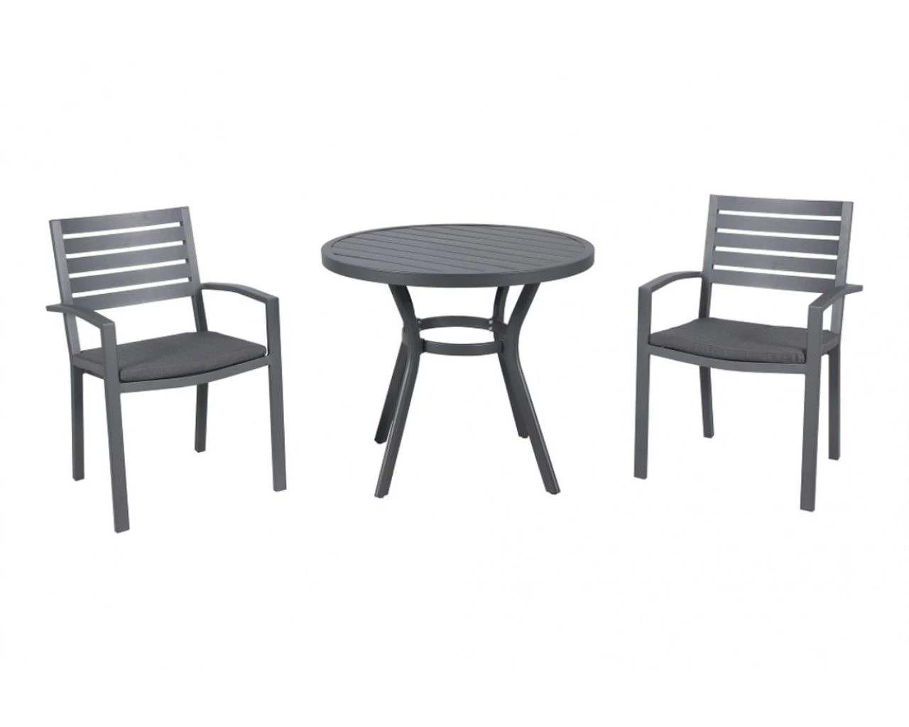 Boston-Jette 3 Piece Slatted Dining (Gunmetal Grey) Dining Setting