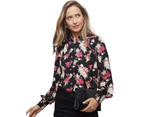 Liz Jordan - Womens Tops -  Floral Top - Black