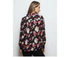 Liz Jordan - Womens Tops -  Floral Top - Black