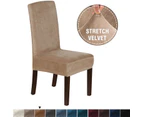 High-quality Velvet Dining Chair Cover Removable Stretch Chair Cover Set for Dining Room and Restaurant - Camel