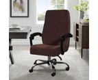 Velvet Plush Stretch Office Chair Covers with Armrest Cover, Non-Slip Thick Computer Office Chair Cover - Brown