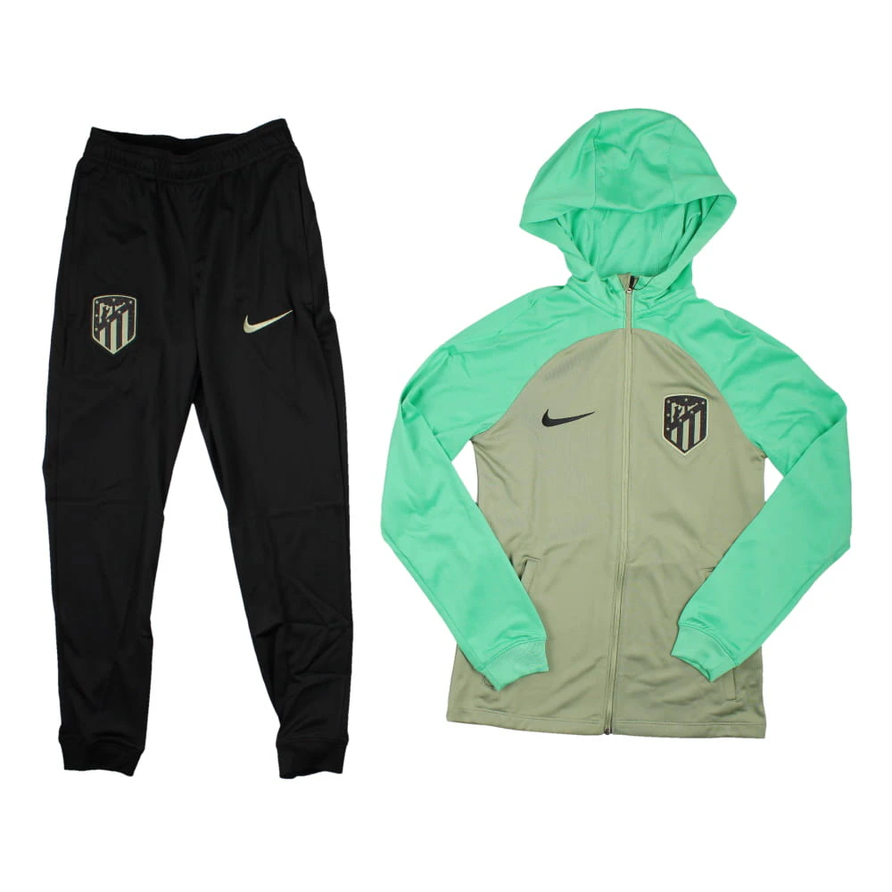 2023-2024 Atletico Madrid Strike Hooded Tracksuit (Oil Green) - Kids