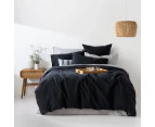 In2Linen Chunky Waffle Pure Cotton Quilt Cover Set I Shadow - Dark Navy