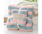 410Gsm 2 Piece Towel Sets Bath Face Pink Gray Stripes